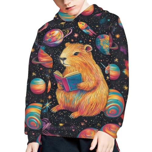Image of WELLFLYHOM Boys Hooded Sweatshirts Hoodie Pullover Cool Graphic Crewneck Blouses Size 6-16