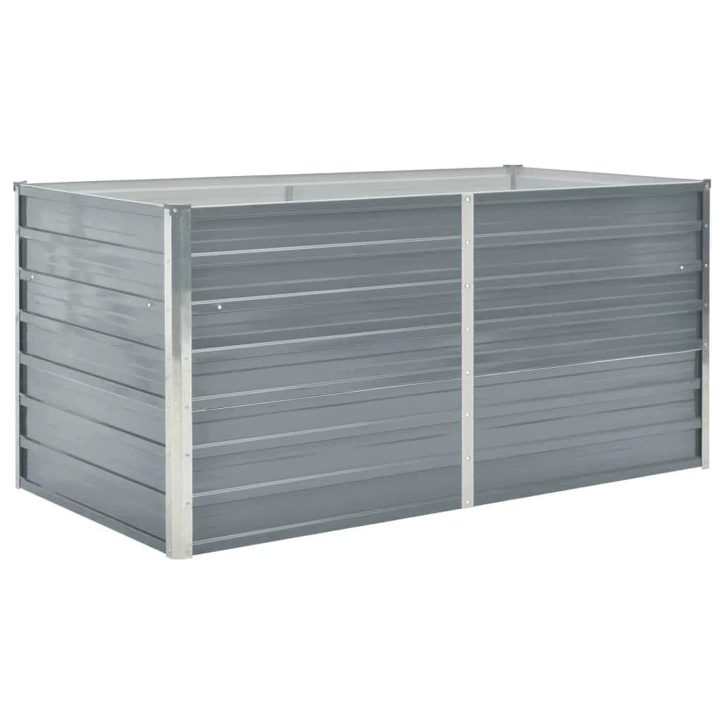 Vidaxl Grey Raised Garden Bed In Galvanised Steel - Spacious, Durable, And Stylish Rectangular Planter For Outdoor Gardening In