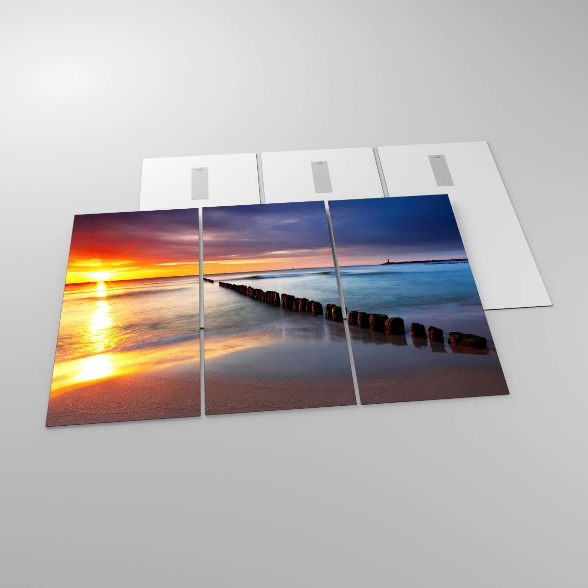 Tableau Verre Trempé Effet 3D Impression Sur Verre Acrylique Image Tableau 125x50 Paysage Roche Plage Effet 3D Couleurs Vives