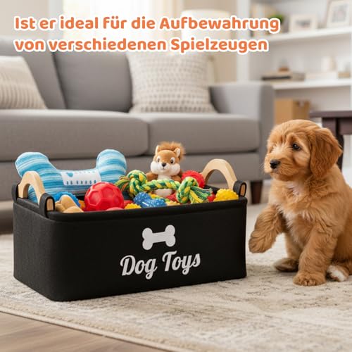 SongBuydn Hundespielzeug Aufbewahrung, Spielzeugkiste Für Hund, Aufbewahrungsbox Schwarz 38x25x18cm, Praktischer Spielzeug Korb Für Haustierbedarf, Ordnung Und Sauberkeit Im Wohnbereich