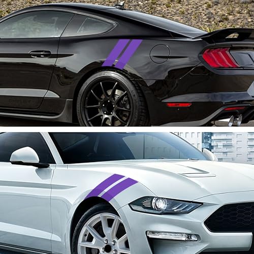 Image of TOMALL 2 Pair Racing Sport Stripe Vinyl Decals for Car Fender Hood Bumper Trunk Auto Stripe Graphic Stickers Decorations for Pickup Vehicle SUV Truck Off-Road (Purple)