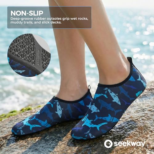 Image of SEEKWAY Water Shoes Women Men Adult Quick-Dry Aqua Socks Barefoot Non Slip for Beach Swim River Pool Lake surf Black SK002(U)
