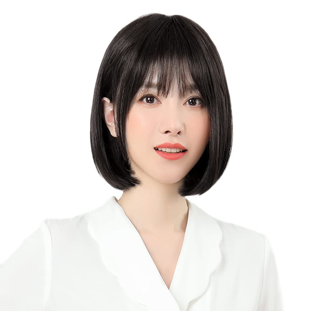 Amazon.co.jp: 風追い少女 ウィッグ ボブ ショット 100％人毛 フル 