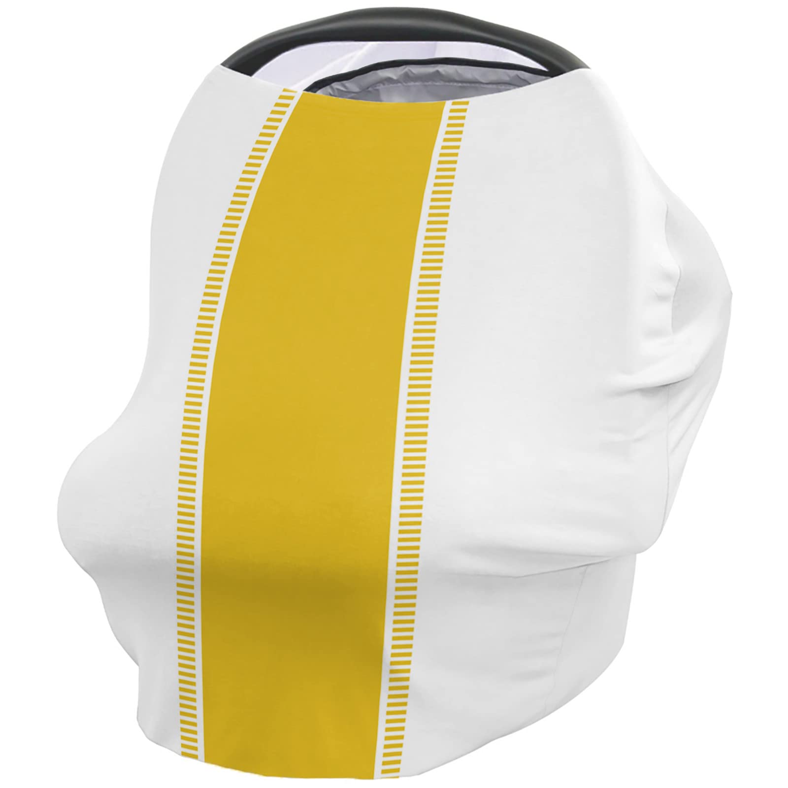 Nursing Cover for Breastfeeding Scarf, White Yellow Stripes Baby Car Covers Super Soft Multi Use for Canopy Shopping Cart Cover Blanket Stroller Cover