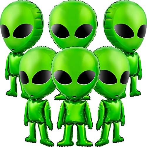 Meooeck 6 Pcs Large Alien Balloons for Space Party Birthday Decorations