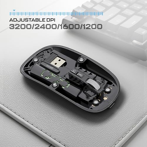 Image of Geonix Crystal Optical Wireless Transparent Mouse, 2.4GHz with USB Nano Receiver, 4 DPI Modes, High Precision Optical Tracking, 10m Working Distance with RGB Light (Black)