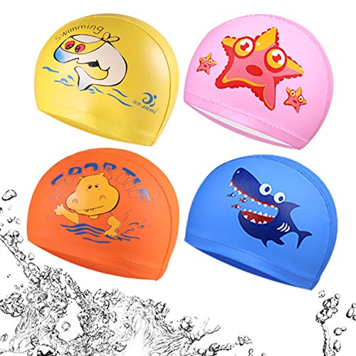 Zuzer 4pcs Gorros de Natación Sombrero de Natación Gorro de Natación para Niños