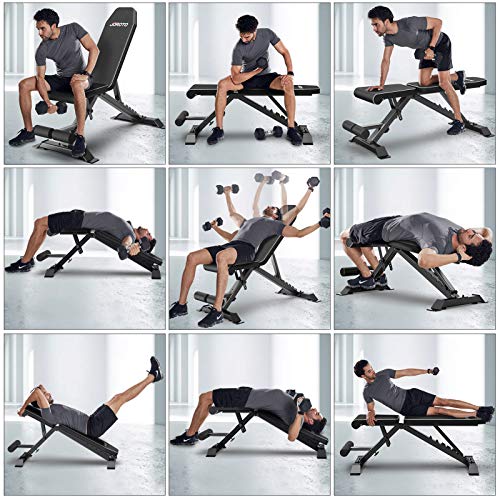 JOROTO Adjustable Weight Bench Strength Training Incline Decline Bench Full Body Workout Bench 8 Adjustable Angles Exercise Bench for Home Gym