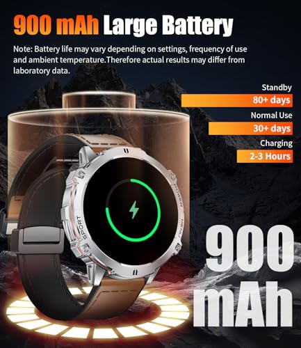 Image of LIGE Smart Watches with 900mAh Battery,1.73 inch AMOLED relojes para Hombres with Bluetooth Call,110+Sports Mode Tactical Fitness Watch /Heart Rate Sleep Health Monitor /Android iOS Smart Watch
