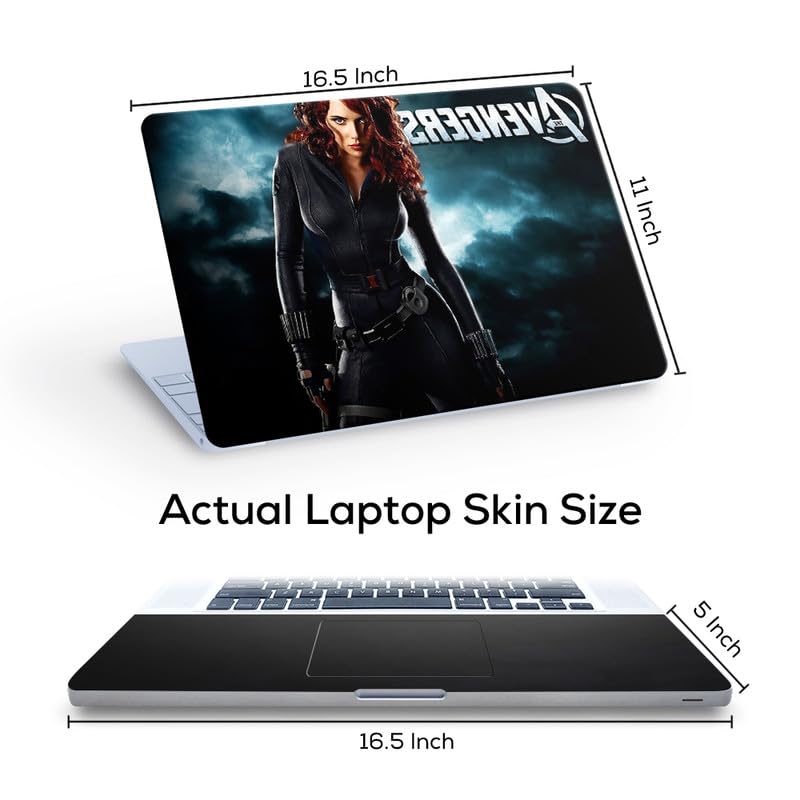 Galaxsia Black Widow Full Vinyl Laptop Skin/Sticker/Cover for 17 to 17.3 Inches Laptops Laminated-Removable-HD Quality Compatible for Hp-Dell-Sony-Lenovo-Asus etc.(16.5x11 Inches)