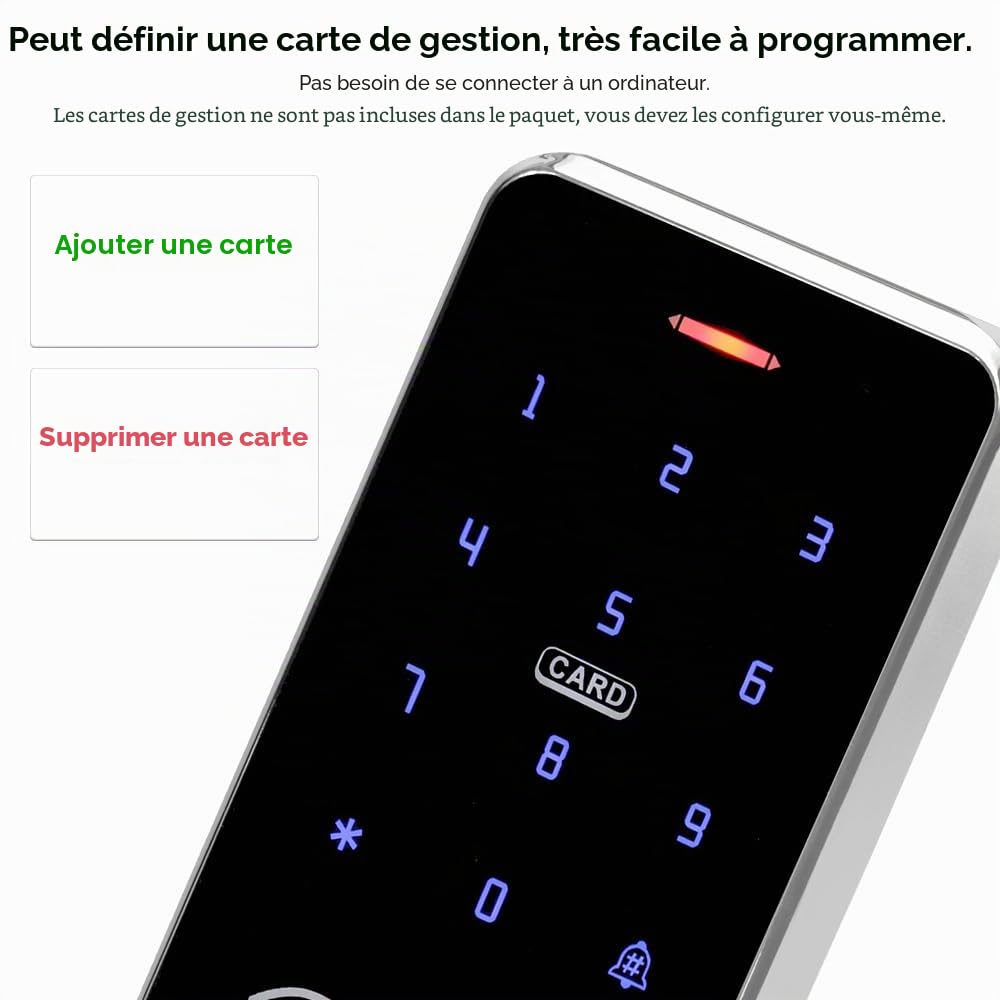 Tuya Contrôleur d'accès WiFi intelligent double bande avec clavier RFID étanche IP68, prend en charge 1000 utilisateurs, 10 125 kHz + 10 porte-clés 13,56 MHz