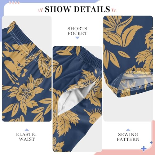 Golden Palm Tree Boys Long Pants Soft Trousers Elastic Waist Kids Lounge Bottoms with Pockets S-XL4