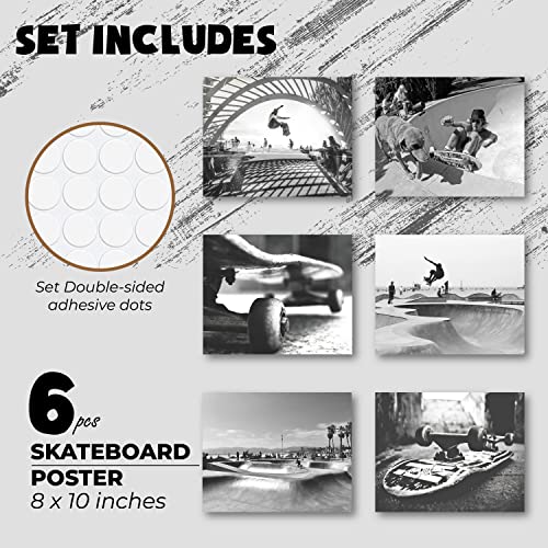 97 Decor Skateboarding Wall Decor - Skater Room Decor, Black White Skateboard Poster, Skate Board Wall Art Prints, Skater Pictures Photo Gifts For Teens Boys Bedroom Decorations (8X10 Unframed) #TOP1