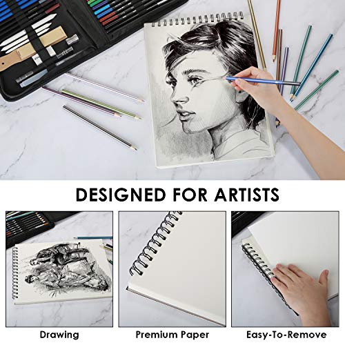 AGPTEK Drawing Pencils Set 76-Piece Art Supplies Kit: Sketch Pencils, Charcoal Pencils, Watercolor Pencils, Metallic Colored Pencils for Kids, Adults, Artists, Beginners - Image 3
