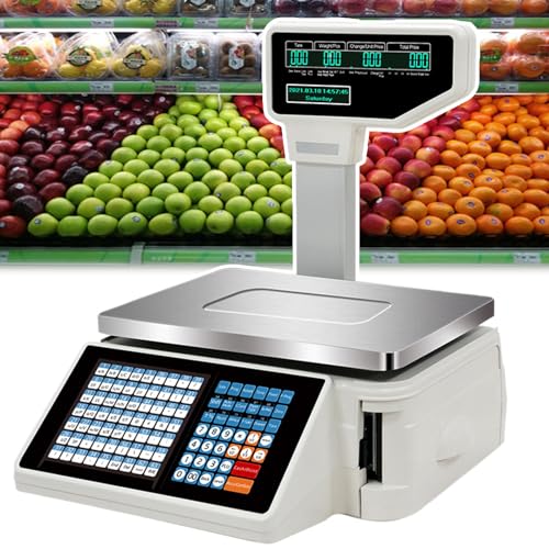 Báscula digital con impresora de etiquetas y doble pantalla
