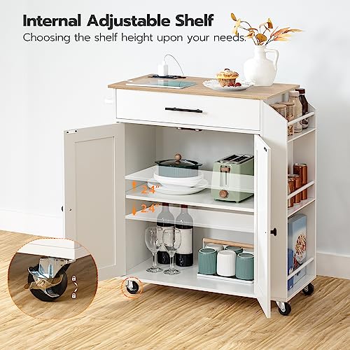 image for HOOBRO Kitchen Island with Power Outlet, Kitchen Storage Island with S