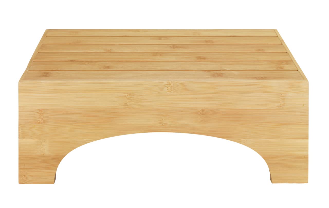 WENKO Marche Pied Salle de Bain Bois Bambusa | Solution esthétique pour Atteindre Les Produits en Hauteur | Rehausse de 15cm | Repose Pied Bureau | Bambou | 40x30x15 cm