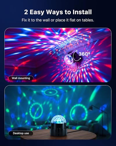 Image of 3 Pack RGB Disco Ball Lights with Sound Activation and 4.9ft Type C Cable | Remote Control Strobe Lamp, 7 Projector Color Mode, for Christmas & Halloween Home Patty Decor, Karaoke Lovers, Kids Gift