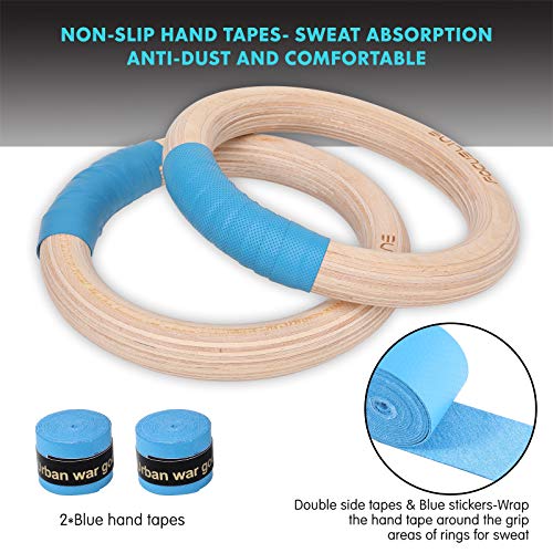 image for Focus Line Gymnastic Rings with Adjustable Straps, 1.25 inch Wooden Ri