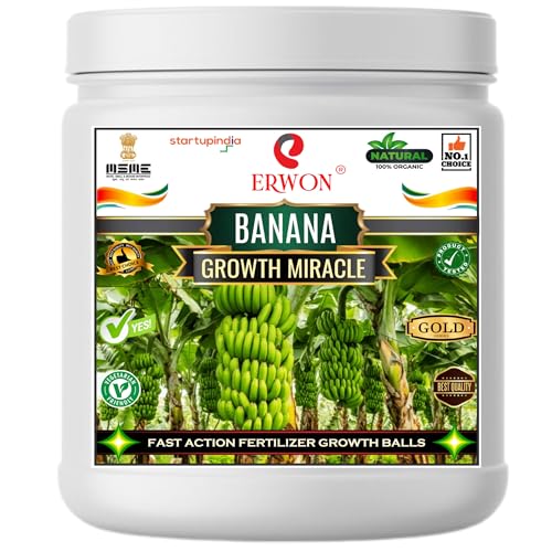 Erwon® Banana GROWTH MIRACLE Fertilizer, Fast Action Organic Granules for rapid Growth and Heavy Flowering and Bigger Fruits. (400 gm)
