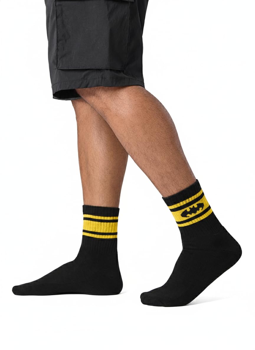 Batman: The Legend Socks | Premium Cotton Blend Crew Length Printed Superhero Footwear for Men & Women | Dark Knight Edition - Free Size-image-26