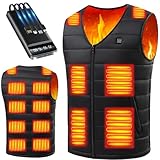 [BARGOHOY] 電熱ベスト16箇所発熱 速暖 40000mAhバッテリー付き 大容量 加熱ベスト USB給電 3段階温度調整 日本製繊維ヒーター 暖房ウェア ヒートジャケット 丸洗い可能 防寒対策 通勤 屋外作業 防寒対策 メンズ レディース (JP, アルファベット, L, 標準, ブラック)