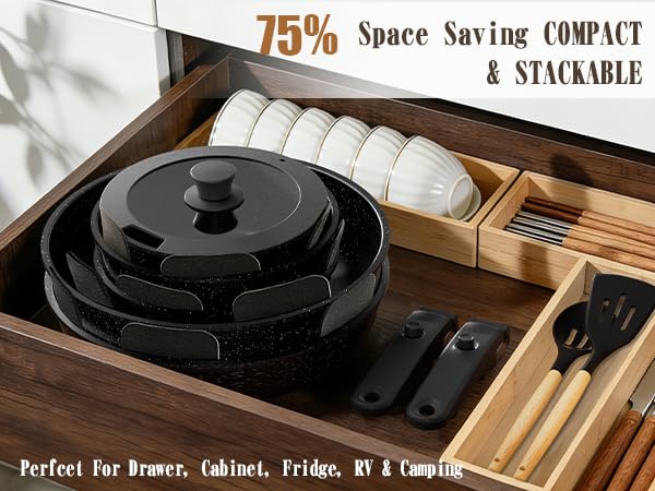 Image of Umite Chef 21Pcs Pots and Pans Set Non Stick, Nonstick Ceramic Cookware Sets Detachable Handle, Non Toxic Healthy Induction Cookware, Kitchen Cooking Set, with Frying Pans Set, Dishwasher /Oven Safe