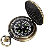 Multifunctional Zinc Alloy Classic Vintage Pocket Compass Accurate Waterproof Compass for Hiking, Camping, Motoring, Boating, Backpacking, Gift and Collection