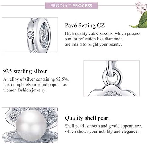 Miniatura 4 de Dije de sirena del océano original de plata de ley 925 con cuentas de oro rosa y estrella de mar para pulseras (colgante de concha de perla), Plata