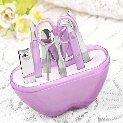 Ciseaux à ongles de voyage dans un kit manucure complet violet - 7