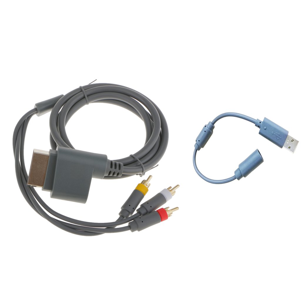 YUN Deals Audio Video AV Cable + Controller Breakaway USB Cable for Microsoft Xbox 360