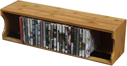 Caja de almacenamiento para CD y DVD, organizador de almacenamiento de medios, caja de almacenamiento de medios de madera para colección, pantalla,