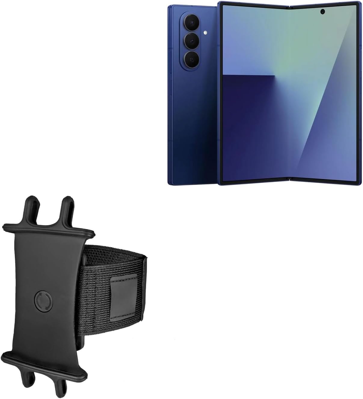 BoxWave Holster Compatible with Samsung Galaxy Z Fold7 - ActiveStretch Sport Armband, Adjustable Armband for Workout and Running - Jet Black