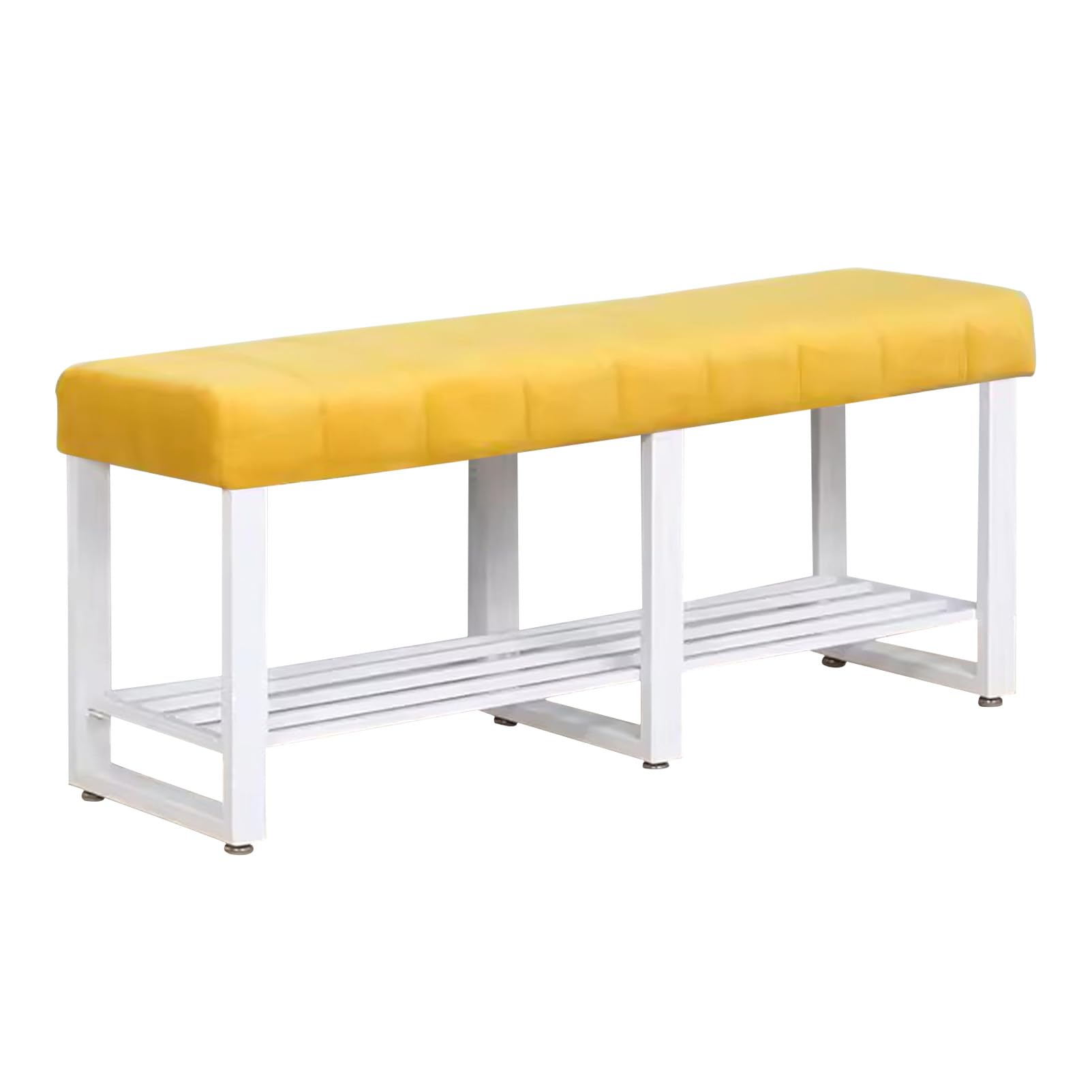 Pouf de Rangement Rembourré Jaune et Métal pour Organiser vos Chaussures