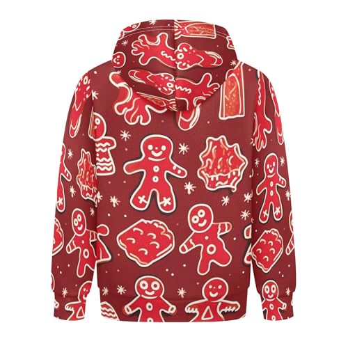 Kids Hoodies Sweaters Christmas Gingerbread Man Hooded Sweatshirts with Big Pockets for Boys Girls B04004082