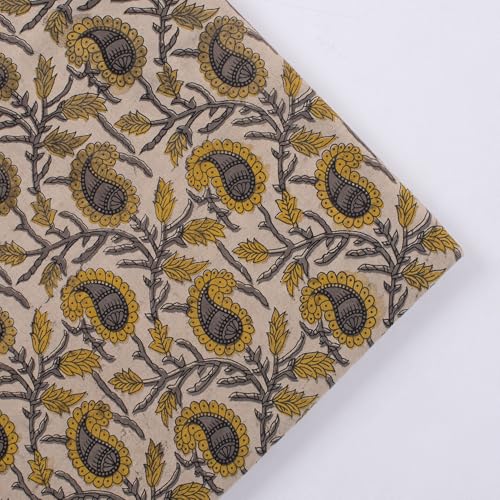 DMAASA Floral Print Pure Cotton Fabric Material | Yellow Paisley Print Fabric | 2.5 meter Cloth Piece 44 Inch wide | Women kurti, Curtains, Cushion, Pillow Covers and Craft Making DMAASA Floral Print Pure Cotton Fabric Material | Yellow Paisley Print Fabric | 2.5 meter Cloth Piece 44 Inch wide | Women kurti, Curtains, Cushion, Pillow Covers and Craft Making