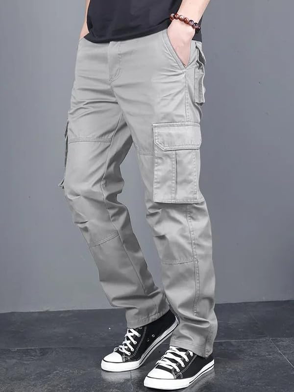 Image of Men's Casual Cargo Pants | Regular Fit Multi-Pocket Trousers-