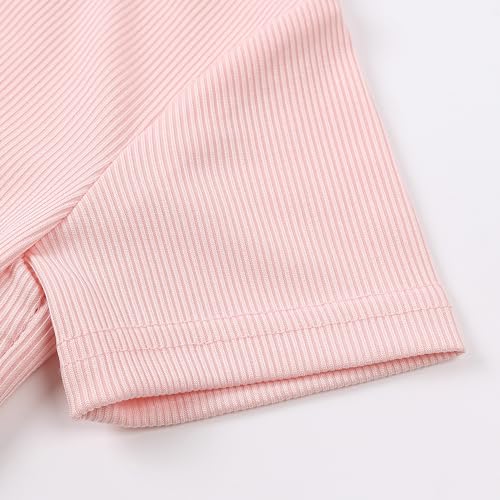 Image of Toddler Girl Summer Clothes Little Girl Outfit Short Sleeve Shirt + Flared Pants 2 Pieces Girls Clothing Set,Pink /2-3Y