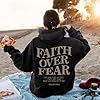 Faith Over Fear Hoodie Men Women Unisex Inspirational Sweatshirt Pullover (Blue,S) #3
