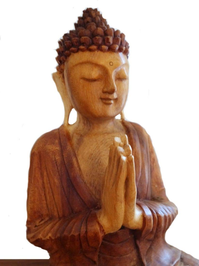 Statue Bouddha Bois Massif Livasia - 30cm, Fait Main à Bali - Décoration Zen, Style Asiatique