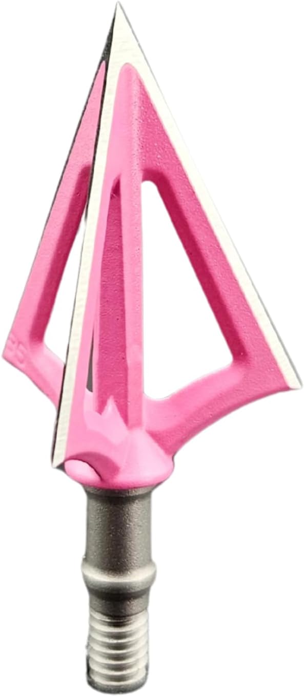 G5 Montec Pink Archery Hunting Durable Sharp Fixed Blades Steel 1-Piece Construction Screw-In Broadheads for Bow Arrows - Pack of 3