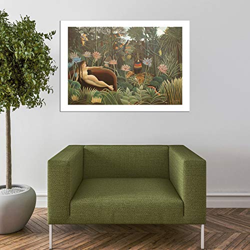 Impression d'art encadrée Henri Rousseau The Dream sans reflet pour mur sombre