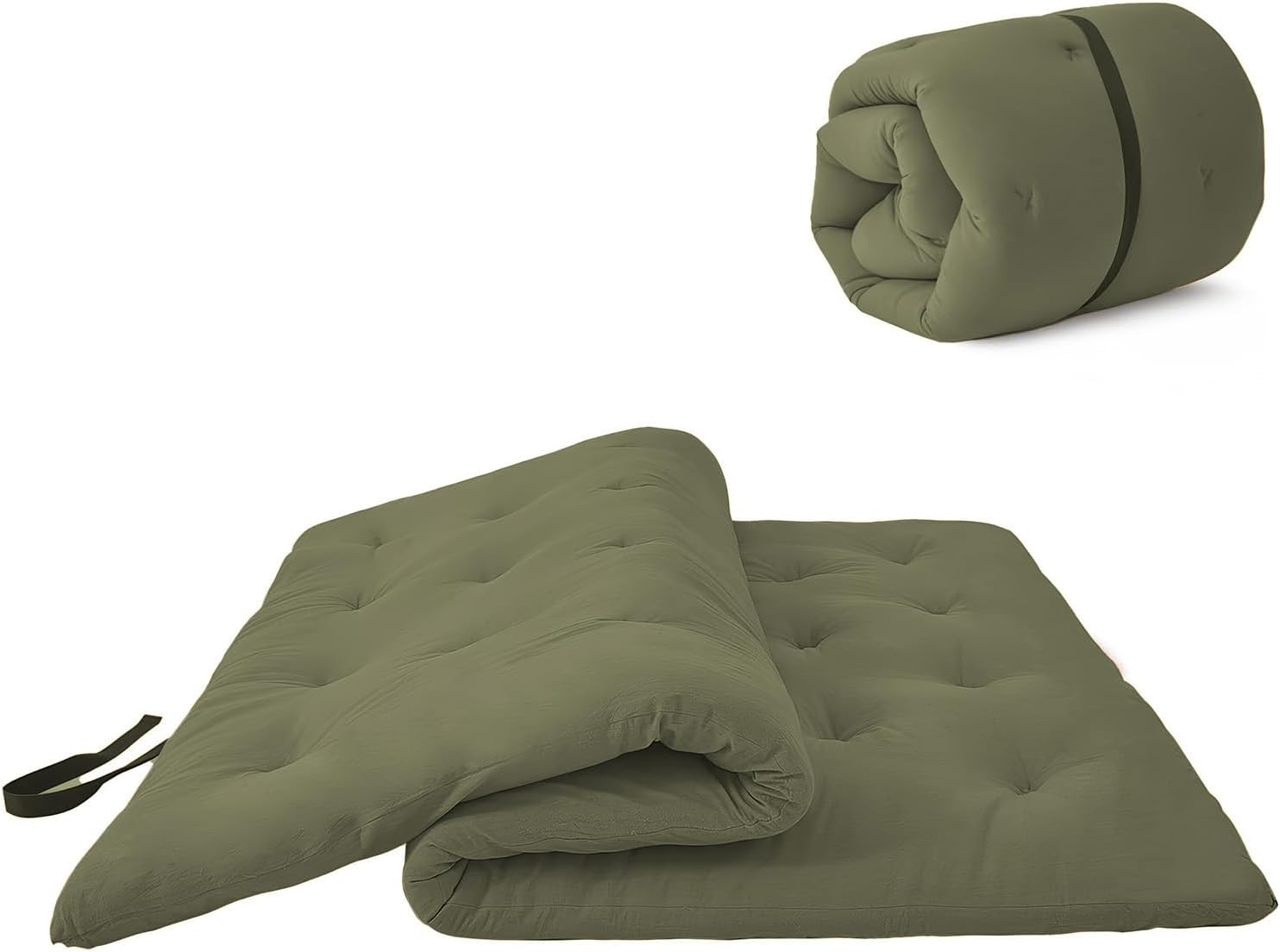 ZonLi Japanese Floor Futon Mattress Twin Size 39"x 80",100% Cotton 2.5'' Thicken Tatami Mattress,Foldable Sleeping Pad,Portable Dormitory Tatami Mat,Roll Up Floor Lounger Bed for Adult (Winter Moss) Winter Moss Twin (80"L x 39"W x 2.5"Th)