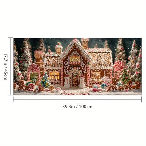 Vinilo Decorativo Navideño Casa de Pan de Jengibre 39.3x17.7 Pulg miniatura 3