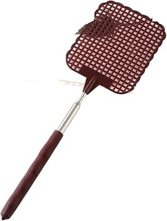 TECHPO Fly Swatters 28cm Retractable Fly Swatter Retractable Manual Plastic Fly Swatter Extendable Long Rod Fly Swatter (Color : Coffee)