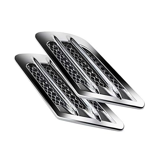 LEIWOOR 1 Pair Auto SUV Universal Car Side Mesh Vent Air Flow Fender Decoration Sticker Fit for All Car (Silver)