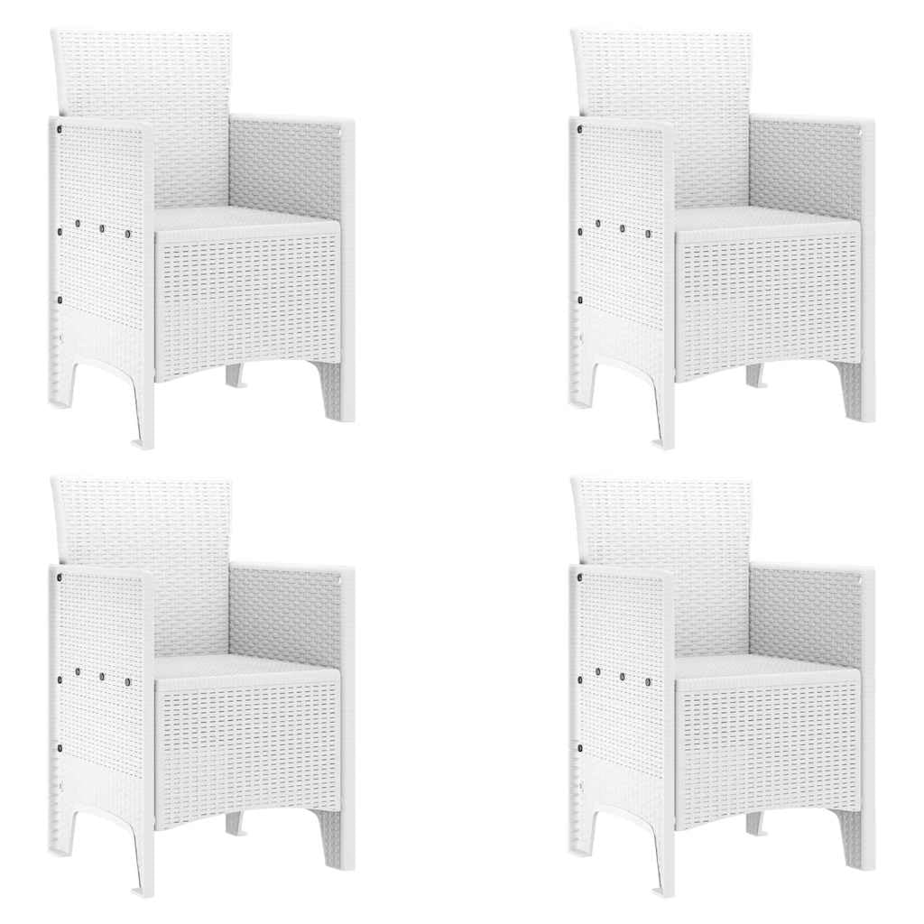 Chaise de jardin en polypropylène blanc 53x49x85cm, mobilier de jardin durable et moderne 4pcs