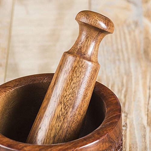 Rusticity® Indian Rosewood Antique Mortar & Pestle Mixing Grinder Set For Kitchen/Vintage Rustic Handcarved Spice & Herbs Crusher Bowl/Handmade Decorative Sheesham Manual Kharal Smasher, 4.0X4.0X4" #TOP6