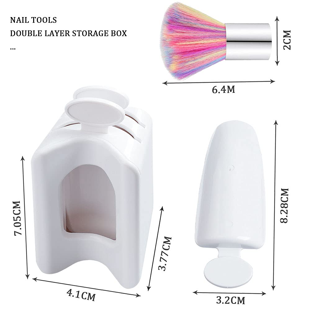 Dip Powder Recycling Tray System with Scoop, Nail Dip Container Portable Dipping Powder Storage Box with Soft Colorful Nail Cleaning Brush for Nail Art and Makeup Tool : Beauty & Personal Care