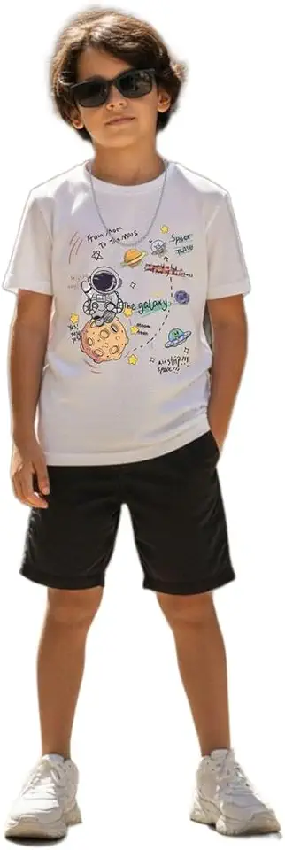 Camiseta Infantil Menino Algodão Macio Estampa Espacial